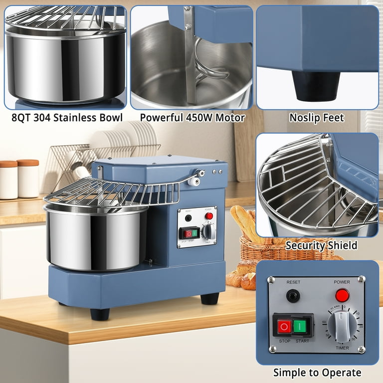 WhizMax 450W Commercial Dough Mixer, 8Qt, Stainless Steel WhizMax 450W Commercial Dough Mixer, 8Qt, Stainless Steel