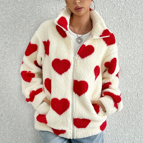 Women's Jackets Lightweigh Fleece Warm Zip Up Lapel Long Sleeve Coat Fall Winter Outerwear With Pockets