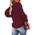 thumbnail image 3 of Hanerdun Women Hollow Out Pullover Sweater Female Round Neck Knit Jumper Dark Red XL, 3 of 5