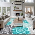 thumbnail image 4 of Area Rug 72×108in, Turquoise Gray Blossom Flower Floor Carpet Living Room Rug, Watercolor Sunflower Non-Slip Welcome Mat Indoor Rugs for Bedroom Dining Room, 4 of 9