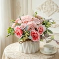 thumbnail image 4 of Artificial Flower With Small Ceramic Vase Fake Silk Variety Flower Balls Flowers Decoration Table Appropriate Home Party Office Wedding, 4 of 6