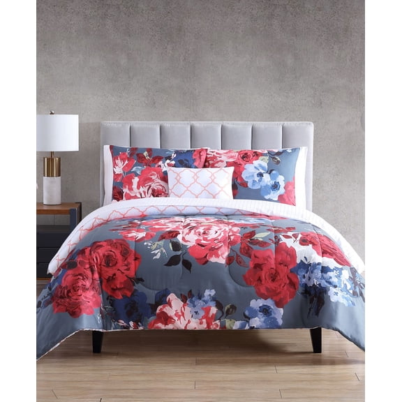 Hallmart Collectibles Gissing 12-Pieces Reversible Full Comforter Set,Full