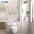 thumbnail image 7 of 5-Piece Towel Bar Set Brushed Gold Bathroom Hardware Accessories Set Includes Upgraded Double Base Toilet Paper Holder,Modern Square Towel Holder Set Stainless Steel Wall Mount 23.6 Inch, 7 of 7
