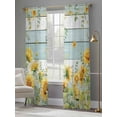 thumbnail image 3 of Sunflower Sheer Curtains 108 Inch Length 2 Panels Set, Summer Eucalyptus Botanical Floral Teal Wood Voile Window Treatment Semi Sheer Long Curtains Drapes for Bedroom/Living Room/Kitchen 52"x108"x2, 3 of 7
