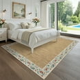thumbnail image 3 of Garvee 8'x10' Floral Bordered Rug Braided Print Carpet, Washable Rug Non-Slip Stain-Resistant Low Pile Indoor Floort Mat for Living Room Bedroom Home Office, Beige, 3 of 8