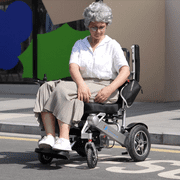 Fold And Travel Lightweight Foldable Remote Control Portable Electric Power Wheelchair - Gold Frame, Black Seat