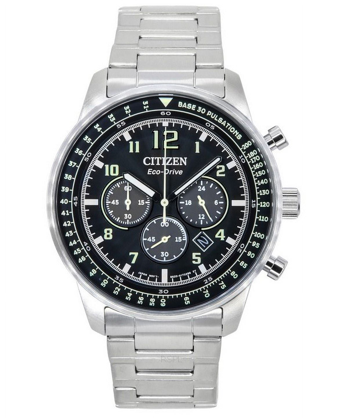 Citizen Eco-Drive Chronograph Stainless Steel Black Dial CA4500
