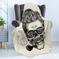 thumbnail image 4 of Indie Soft Flannel Fleece Throw Blanket, Hipster Gentleman Skull with Mustache and Eyeglasses with Inscription Vintage, Cozy Plush for Indoor and Outdoor Use, 70" x 90", Black Cream, by Ambesonne, 4 of 5