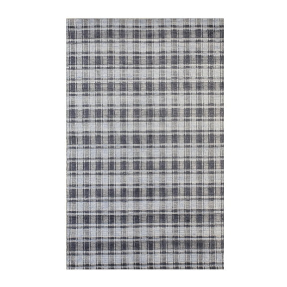 EORC Blue Handmade Bamboo Silk Contemporary Thomas Rug, 5' x 8'-Color:Blue,Material:bamboo-silk