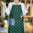thumbnail image 6 of Teal and Black Checkerboard Pattern Apron-Garden Aprons for Women with Pockets-Cotton Linen Waterproof Kitchen Cooking Gardening Aprons Adjustable for Kitchen,Cooking,BBQ and Salon 33x27 Inch, 6 of 7