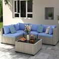 thumbnail image 4 of MRUAKA 5 Pieces Patio Conversation Set, Outdoor Sectional PE Rattan Wicker Furniture Seat,Haze Blue, 4 of 6