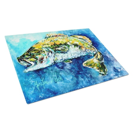 

Caroline s Treasures Bobby the Best Bass Glass Cutting Board Large
