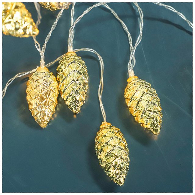 Christmas Pine Cones Lights Decoration Waterproof Light-up Silver Gold Pine Cones for Kids and Adults