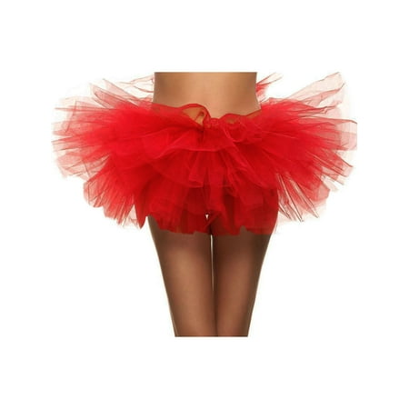 5 Layers Organza Ballet Tutu Bustle Costume Dance Ballerina Skirt, Red