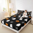 thumbnail image 2 of Manfei Halloween Pumpkin Lantern Fitted Sheet Full,Spooky Ghost Pattern Bed Set,3-Piece,1 Fitted Sheet and 2 Pillowcases, 2 of 6