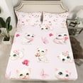 thumbnail image 2 of Homewish Kawaii Cat Kitten Full Size Sheets,Lovely Pet Animal Bed Sheets,Pink Rose Butterfly Sheet Sets For Girls Kids,Ultra Soft Home Decor,4pcs, 2 of 7