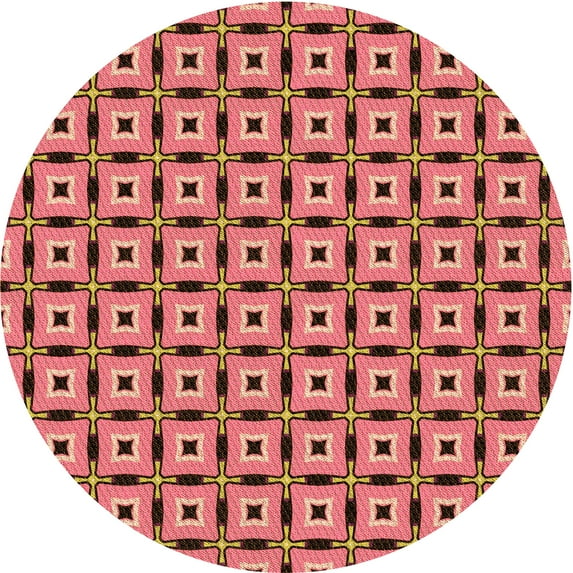 Ahgly Company Indoor Round Patterned Basket Ball Orange Area Rugs, 7' Round