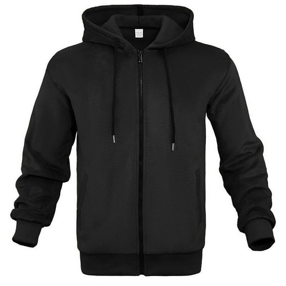 Maoxin Men Jacket Men's Casual Fashionable Long Sleeved Hooded Pocket Jacket Long Sleeve Hooded Casual Outwear Jackets Plus Size Jacket for Men , Black , S