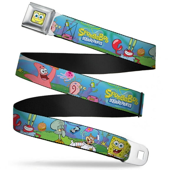 Sponge Bob Face Close Up Sponge Bob And Friends Logo Webbing Seatbelt Belt Seatbelt Belt Standard