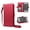 Red, variant on TECH CIRCLE Glitter Wallet Case for Samsung Galaxy S26 Edge (6.7 inch), with Wrist/Crossbody Strap, Built-in Stand, Credit Card Slots, Cash Slot, PU Leather Protective Flip Folio Case, Black