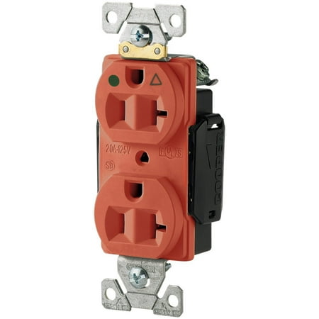 Duplex Receptacle Hospital IG8300RN Hospital Grade Premium Isolated Ground Duplex Receptacles with 20-Amp, 125-Volt, 5-20-NEMA Rating, Orange, Hospital grade premium isolated ground.., By Eaton ()