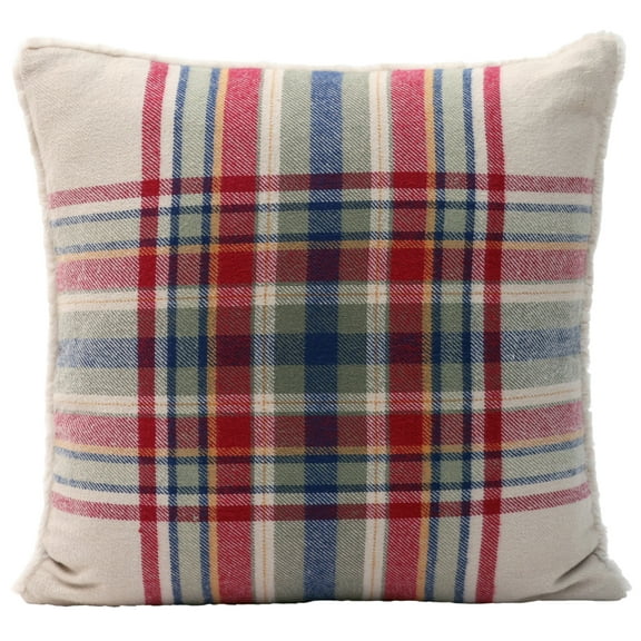 Better Homes & Garden 20"x20" Beige Cozy Tartan Plaid Decorative Throw Pillow