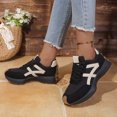 thumbnail image 4 of Rokment Vintage Fashion Sneakers for Women Comfortable Leather Suede Patchwork Athletic Non Slip Running Walking Tennis Skate Shoes Height Increasing Black Size 6.5, 4 of 6