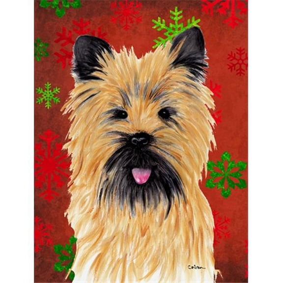 11 x 15 in. Cairn Terrier Red and Green Snowflakes Holiday Christmas Garden Size Flag