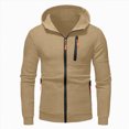 thumbnail image 4 of NOLDARES Kids Zip Up Hoodie School Uniform Boys Girls Zipper Sweatshirt Oversized Y2K Fall Hooded Jackets Preppy Clothes(M115-Khaki), 4 of 5