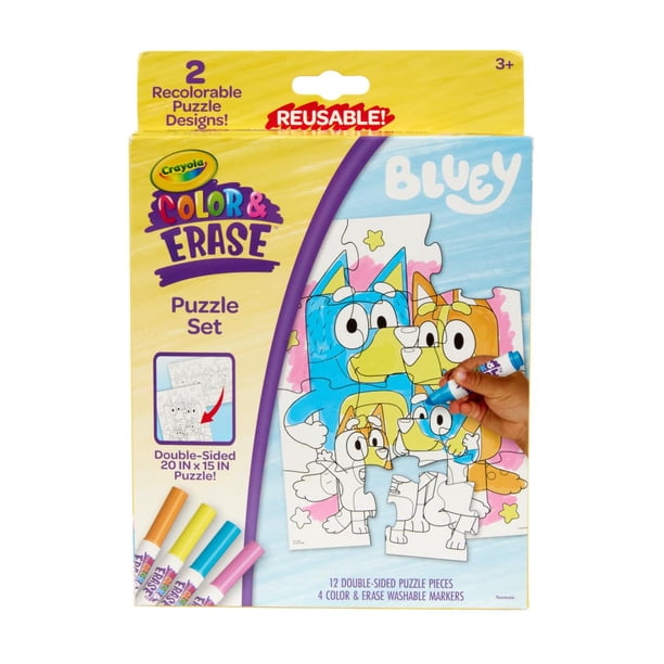 Set de Rompecabezas Crayola Bluey para Colorear y Borrar Reutilizable 12 piezas