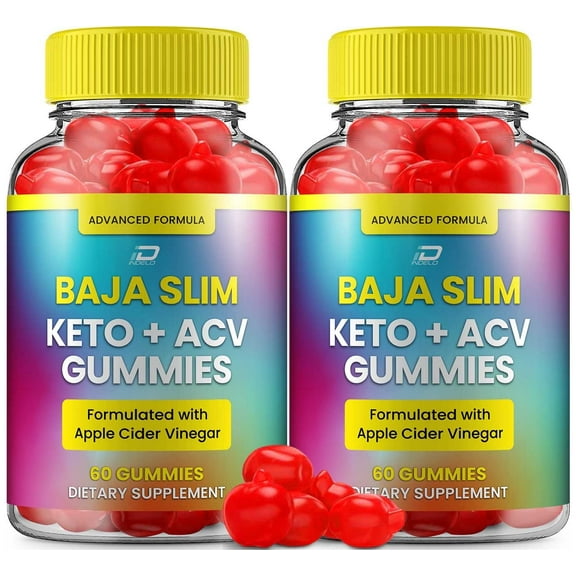 Baja Slim Keto ACV Gummies - Baja Slim ACV Gummies Dietary Supplement, Vitamin B12 B6 Reviews, 2 Pack, 120 Gummies