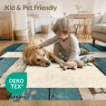 thumbnail image 4 of ODIKA 4'x6' Washable Area Rug Pet Friendly, Non-Shedding Teal Stars Farmhouse Vintage Plank Terracotta Round Distressed for Bedroom, Reading Nook, 4 of 7