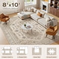 thumbnail image 5 of 8x10 Washable Area Rug  Large Rugs For Living Room Stain Resistant Non Slip Backing Soft Low Pile Vintage Carpet Bedroom Dining & Pet Friendly Home Decor - Beige, 5 of 7