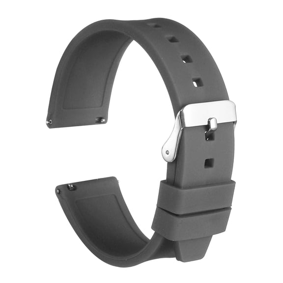Uxcell Silicone Watch Band 22mm Quick Release Flexible Soft Rubber Watch Strap with Stainless Steel Silver Clasp Replacement Wristband for Men Women, Grey