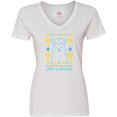 thumbnail image 3 of Inktastic Hannukkah Happy Llamakkah with Menorah Women's V-Neck T-Shirt, 3 of 5