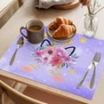 thumbnail image 3 of Red Pink Flower Placemats Set of 2, Antlers Watercolor Leaves Purple Gradient Non-Slip Place Mats Washable Table Mats for Kitchen Dining Table Decorations Indoor/Outdoor, 3 of 9