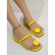 thumbnail image 4 of Women Round Decor Toe Post Thong Sandals, Artificial Patent Leather Fashion Sandals, 4 of 4