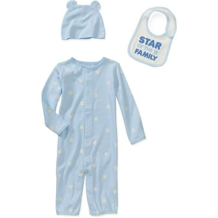 Carters Newborn Boys' 3-Piece Jumpsuit, Hat, and Bib Set