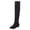 Black, variant on Dakaela Women’s Knee High Stretch Boots Low Block Heel Pull‑On Wide Calf Tall Boot Soft Faux Suede Dress Boots for Fall Winter Daily Party Occasions