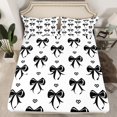 thumbnail image 2 of Erosebridal Princess Bowknot Sheet Set Queen, Black Bow Bedding Sets Queen Size, Cartoon Decor,, 2 of 7