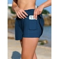 thumbnail image 5 of 3"Swim Shorts for Women Side Pleated Bathing Bottoms High Waisted 2-In-1 Tankini Swimming Trunks with Pockets, 5 of 6