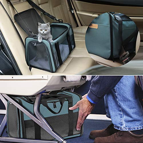 Large, Grey Akinerri Airline Approved Pet Carriers,Soft Sided Collapsible Pet Travel Carrier for Medium Puppy and Cats 