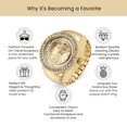 thumbnail image 6 of Jessica Simpson Women’s Gold Ring Watch – Adjustable Stretch Band, Crystal Bezel, Quartz Analog Mini Finger Watch, 6 of 7