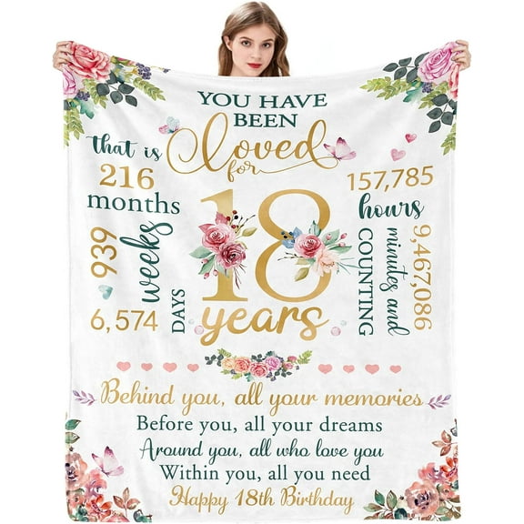 Sweet 18th Birthday Gifts for Girls 18th Gifts for her Sweet 18th Birthday Gifts Ideas for Girls 18th Birthday Decorations Happy 18th Birthday Gifts for Daughter Sister Birthday Blanket 50x60 Inches