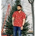 thumbnail image 5 of HAPPY BAY Men's Beach Short Sleeve Funky Santa Claus Party Dress Shirt Holiday Hawaiian Ugly Christmas Tree Gifts shirts for Men XXL Xmas Theme, Red, 5 of 7