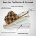 thumbnail image 3 of Women's Fuzzy Faux Fur Slippers Flat Spa Slides Open Toe Cozy Memory Foam Slip On House Slippers Kakhi-8, 3 of 6