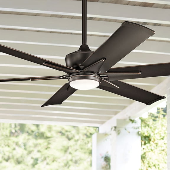 60" Kichler Szeplo II Bronze Wet LED Ceiling Fan with Wall Control