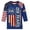 a-Blue216109, variant on Womens Patriotic Style Three Quarter Sleeve Raglan T Shirt Vintage American Flag Floral Print Crewneck Tee For Independence Day Daily Wear Navy XL