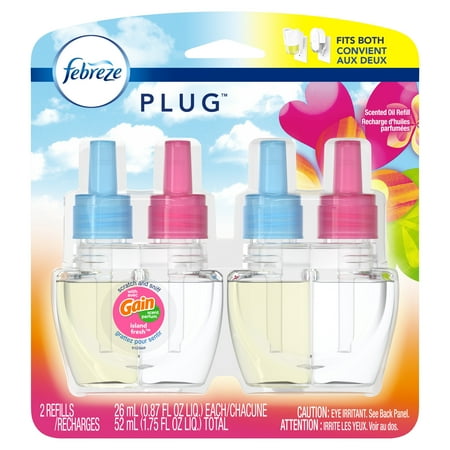 Febreze Plug Air Freshener Scented Oil Refill, Island Fresh, 2 Count