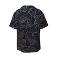 thumbnail image 6 of Lsque Copper-Gold Gloss Outline Rose print Men's Cuban Collar Short Sleeve Shirt Summer Beachwear Casual Button Down Fashionable Vacation Leisure Shirt-3X-Large, 6 of 7